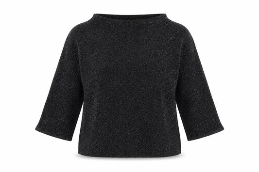 Next Women’s Black Glitter High Neck Jumper Size 12 Dolman Sleeve Knit