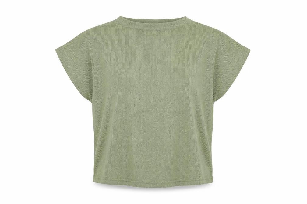Gallery Women Olive Green Short Sleeve Jersey Top Size M