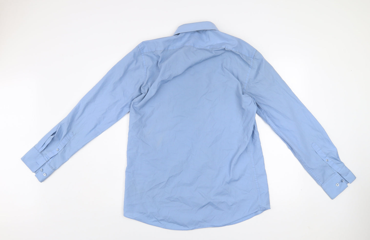 Dunnes Stores Men's Blue Slim Fit Long Sleeve Button-Up Shirt 16.5in 42cm