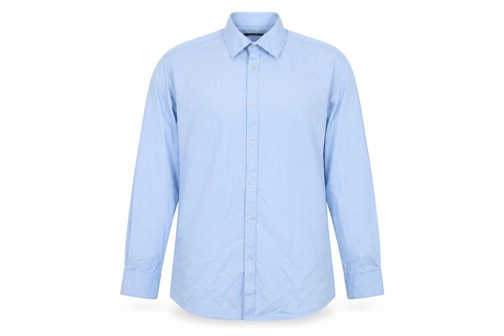 Dunnes Men's Blue Slim Fit Long Sleeve Button-Up Shirt Size 16.5