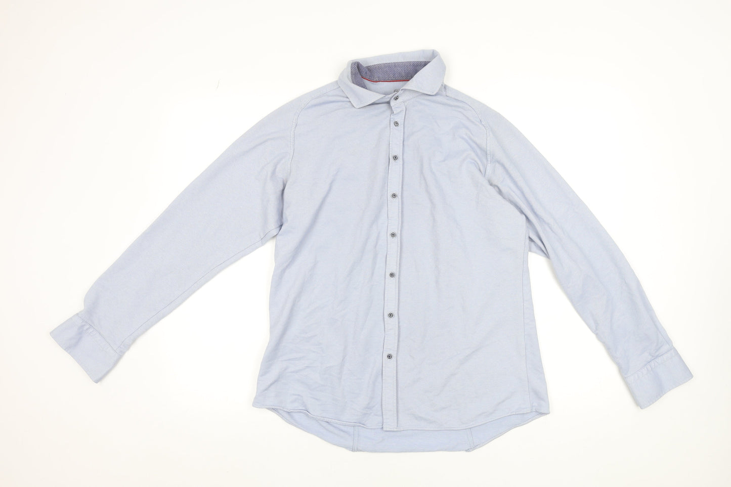 Benetti Men’s Blue Slim Fit Stretch Cotton Button-Up Shirt L