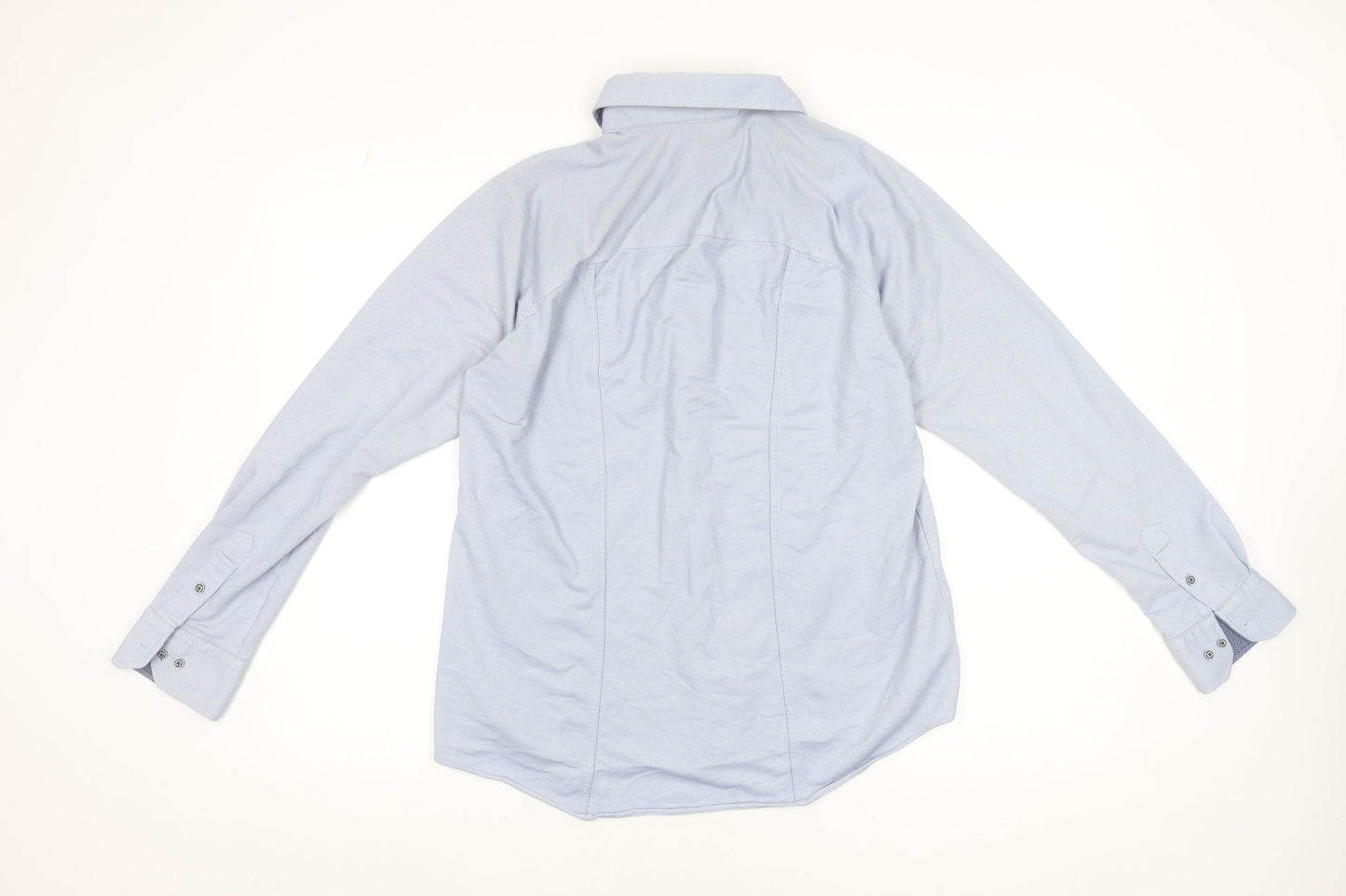Benetti Men’s Blue Slim Fit Stretch Cotton Button-Up Shirt L