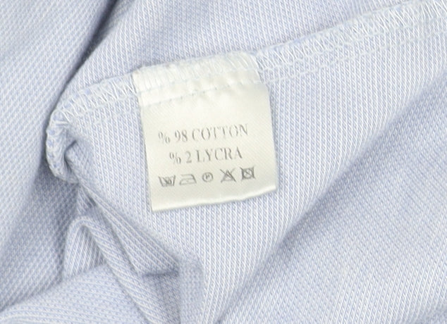 Benetti Men’s Blue Slim Fit Stretch Cotton Button-Up Shirt L