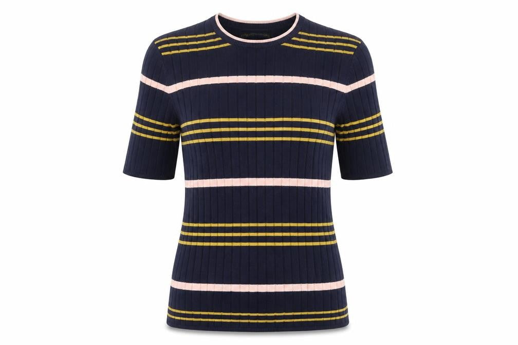 Marks & Spencer Women’s Blue Striped Knit Short Sleeve Top Size 10