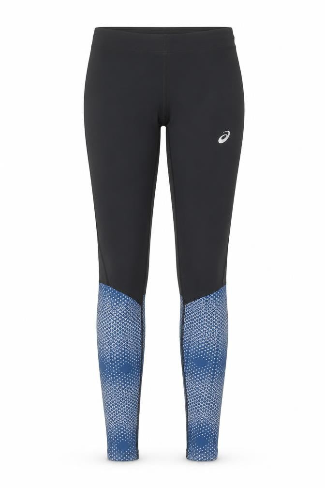 Asics Womens Black Blue Running Leggings Size S Moisture Wicking