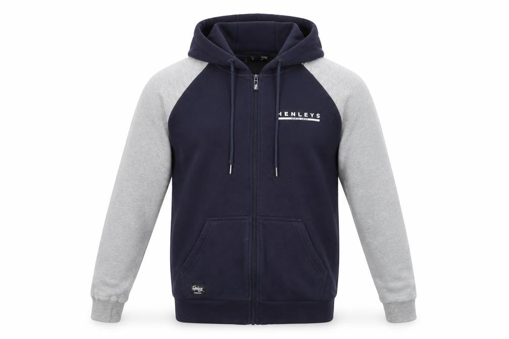 Henleys Men's Blue & Grey Full Zip Hooded Active Jacket Size L