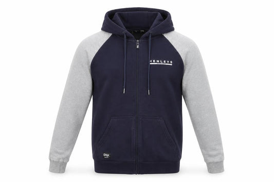 Henleys Men's Blue & Grey Full Zip Hooded Active Jacket Size L