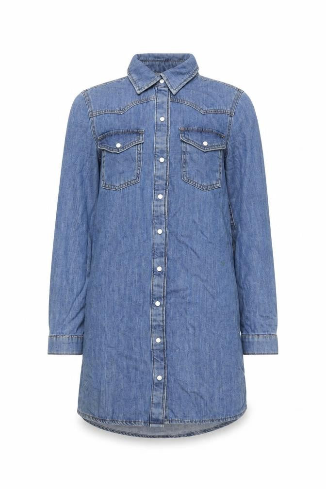 Denim Co. Women's Blue Long Sleeve Shirt Dress Size 8 Casual Denim
