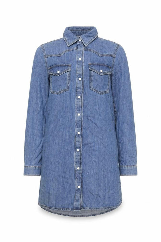 Denim Co. Women's Blue Long Sleeve Shirt Dress Size 8 Casual Denim