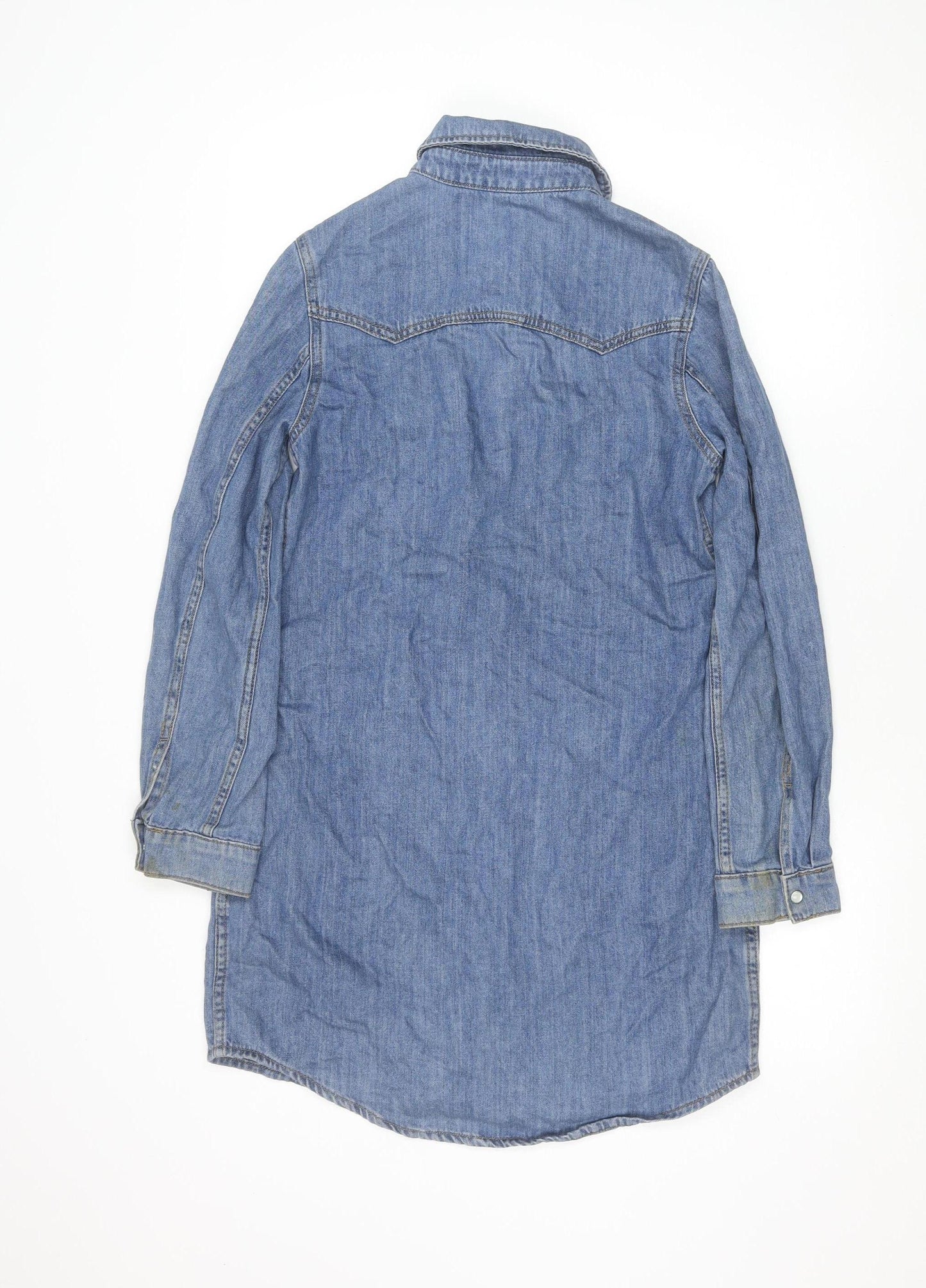 Denim Co. Women's Blue Long Sleeve Shirt Dress Size 8 Casual Denim