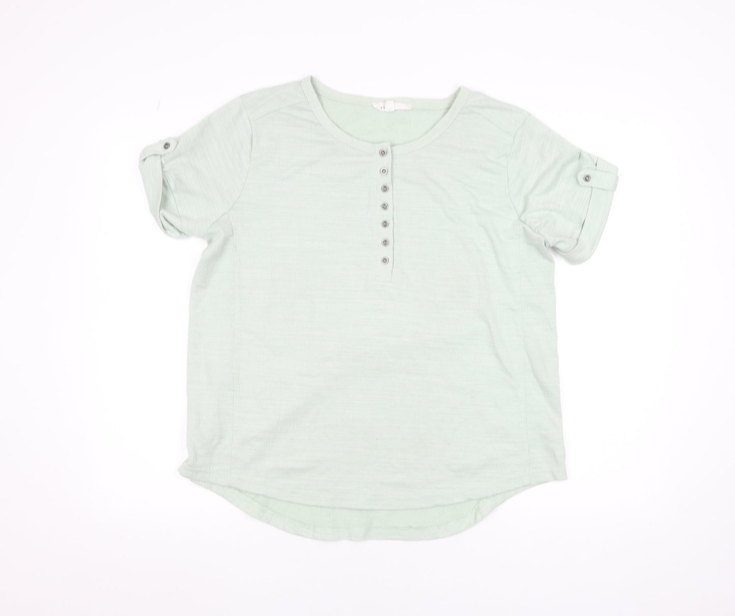 Jane + Delancey Men Green L Short Sleeve Crew Neck Button T-Shirt