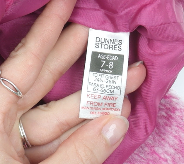 Dunnes Stores Girls Pink Check Shirt Jacket 7-8 Years Lined Winter Casual