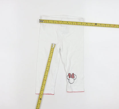 Back view of Disney Minnie Mouse girls’ white cotton stretch capri leggings 4-5 years