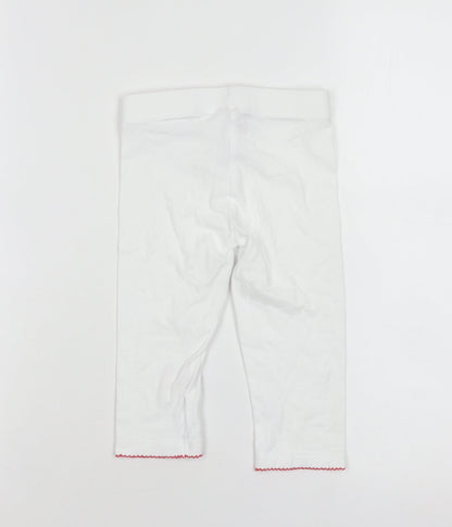 Close-up detail of Disney Minnie Mouse girls’ white cotton stretch capri leggings 4-5 years