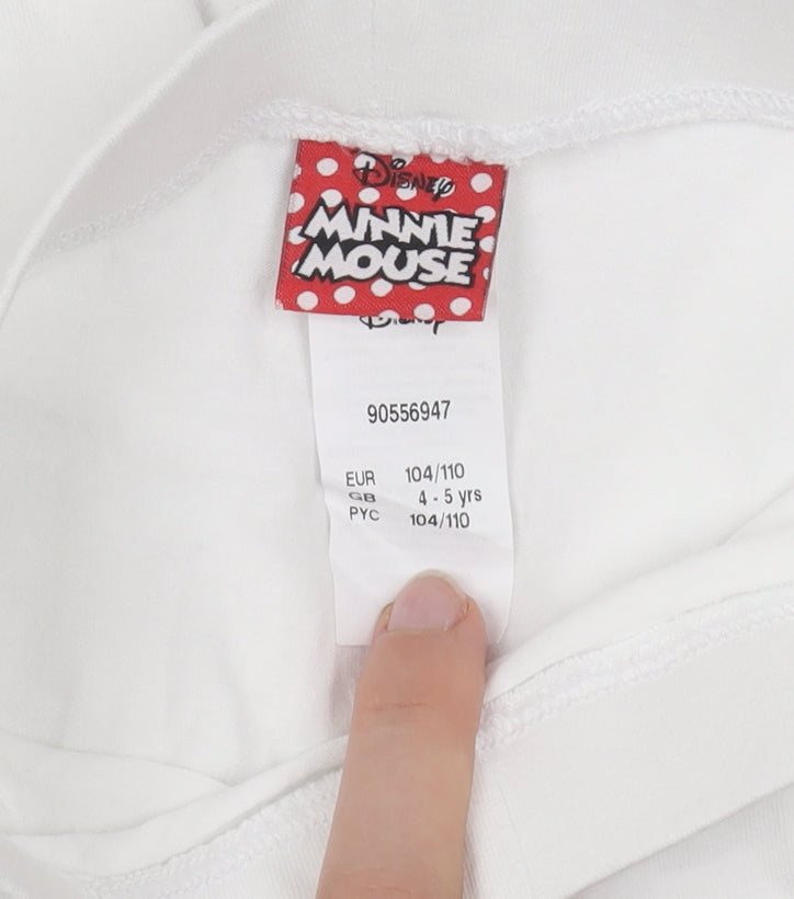 Disney Minnie Mouse Girls White Cotton Stretch Capri Leggings 4-5 Years