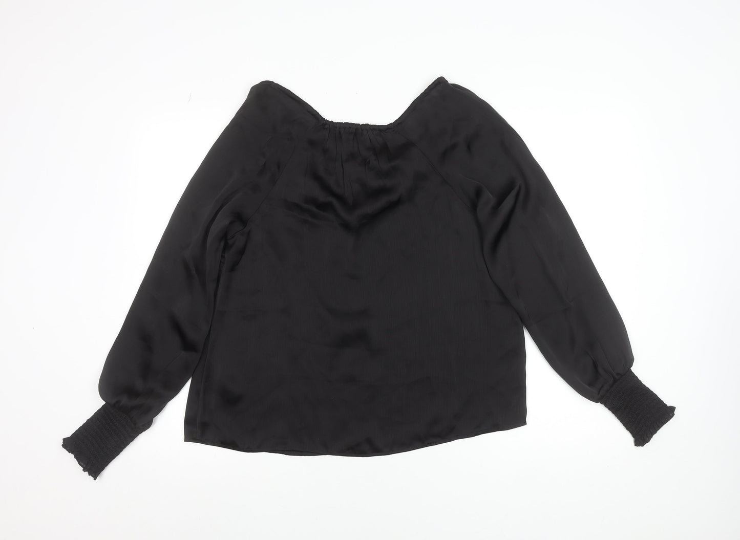 Friends Like These Womens Black Off Shoulder Blouse UK 8 Long Sleeve Satin Look