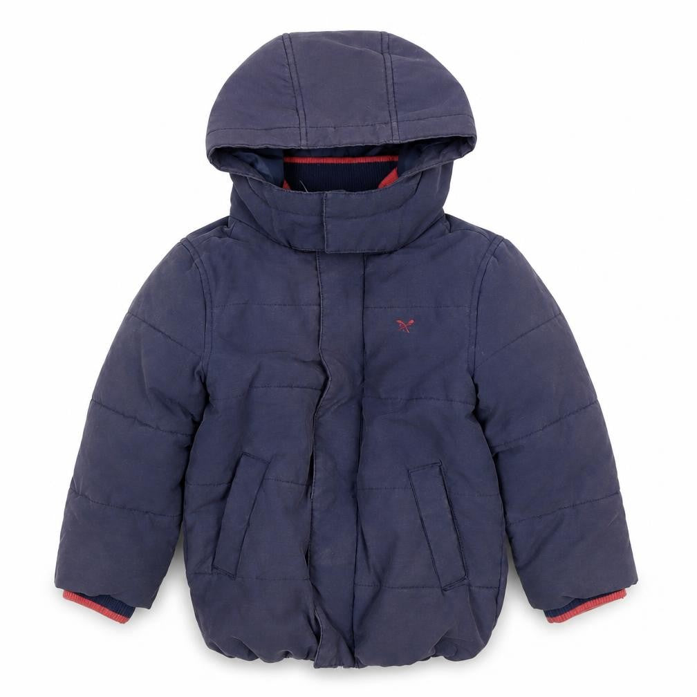 Crew Clothing Blue Hooded Puffer Jacket 5-6 Years Quilted Winter Coat