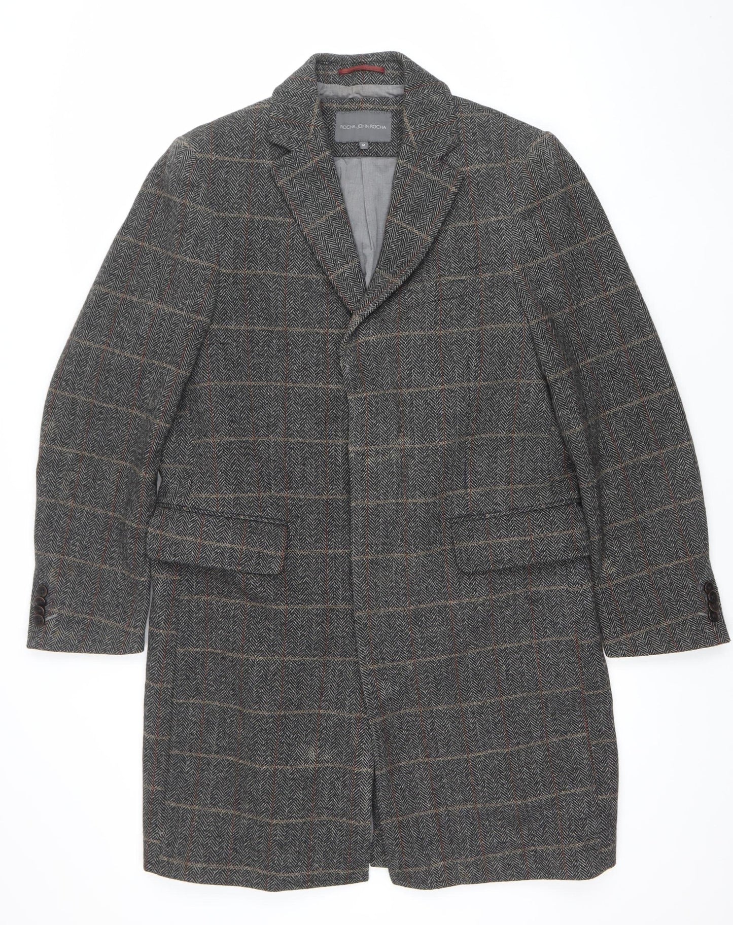 Rocha John Rocha Men's Grey Checked Wool Blend Blazer Jacket M