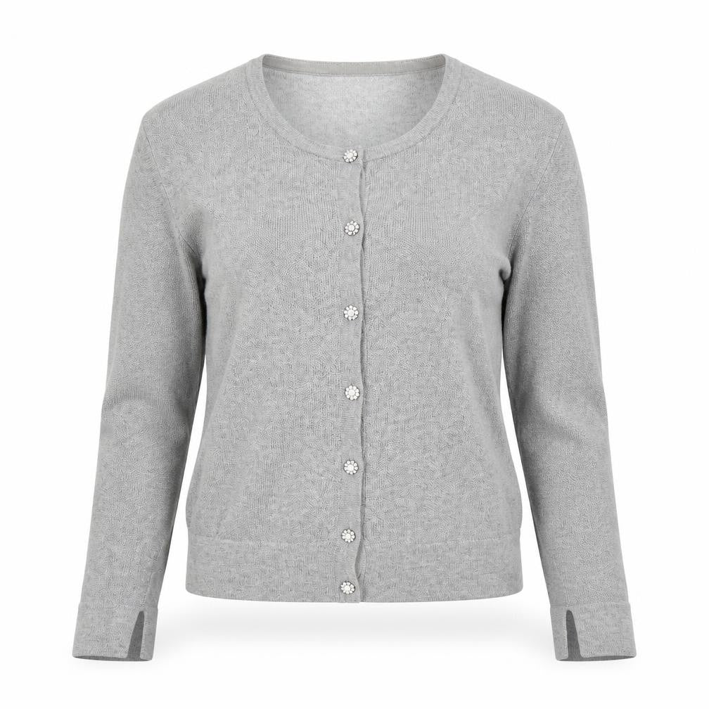 Zara Women Grey Knit Button Cardigan Small Long Sleeve Lightweight