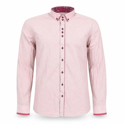 Guide London Men's Pink Slim Fit Long Sleeve Formal Cotton Blend Shirt M