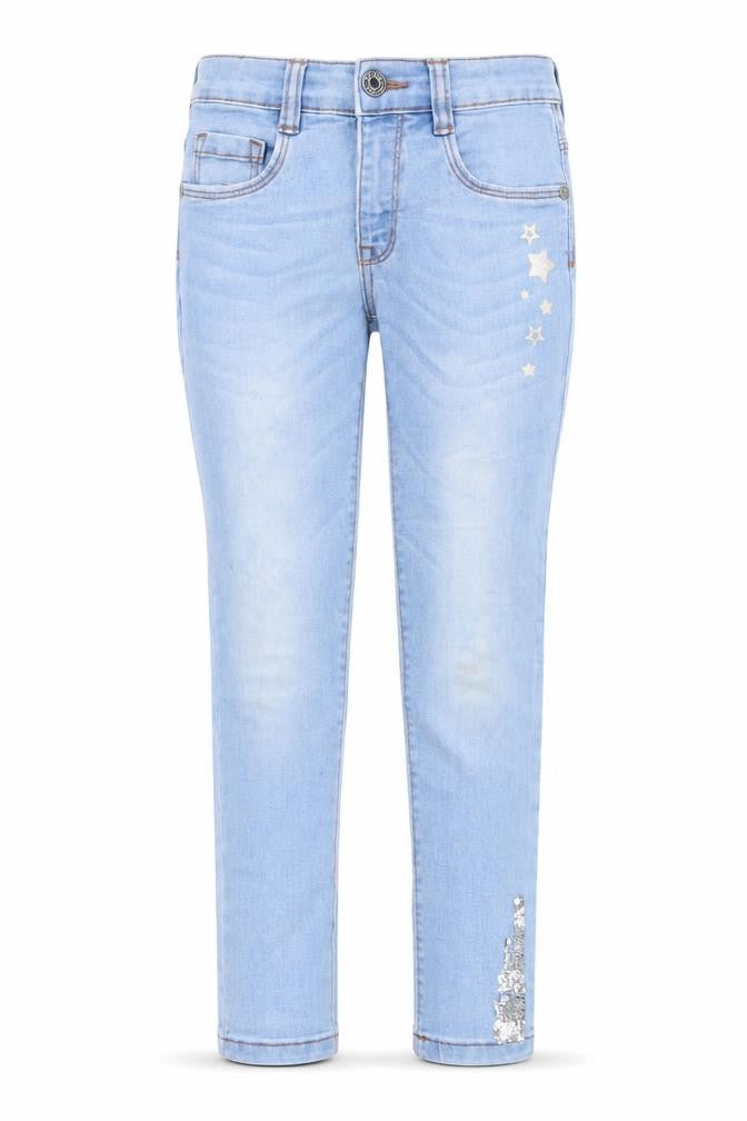 Blue Seven Girls Light Blue Skinny Jeans 6 Years Star Sequin Denim