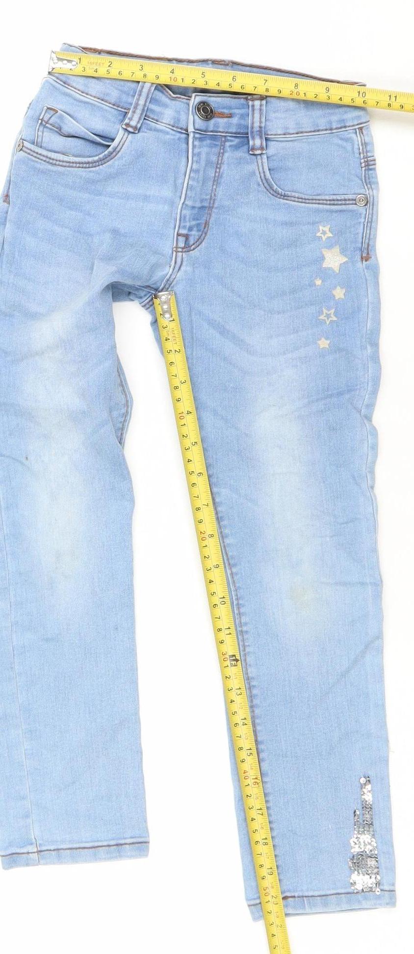 Blue Seven Girls Light Blue Skinny Jeans 6 Years Star Sequin Denim
