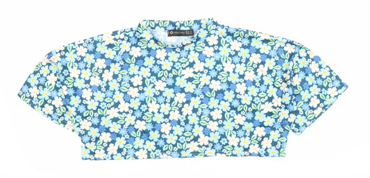 I Saw It First Women's Blue Floral Cropped High Neck Top Size 12