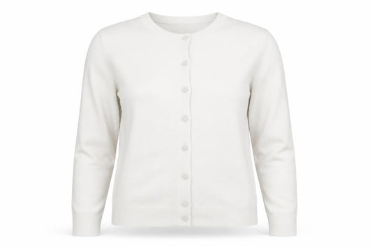 PRETTYLITTLETHING Women Beige L Knit Crew Neck Button Cardigan