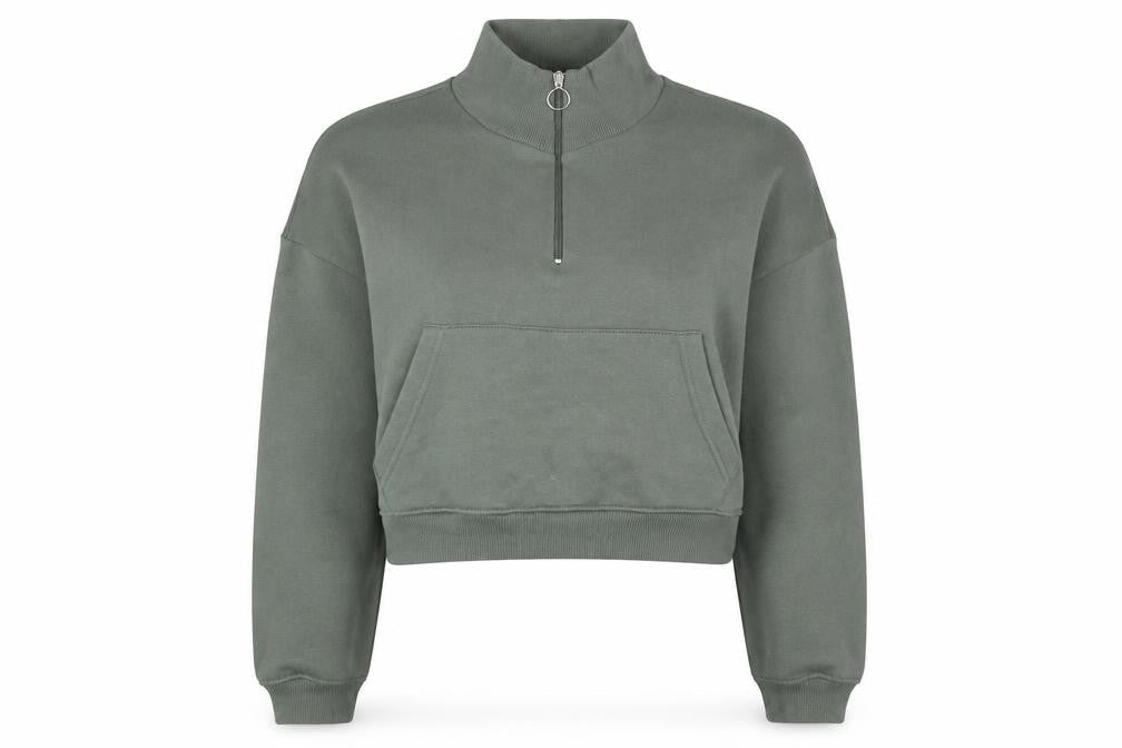 PRETTYLITTLETHING Women’s Green 1/2 Zip Pullover Sweatshirt Size M
