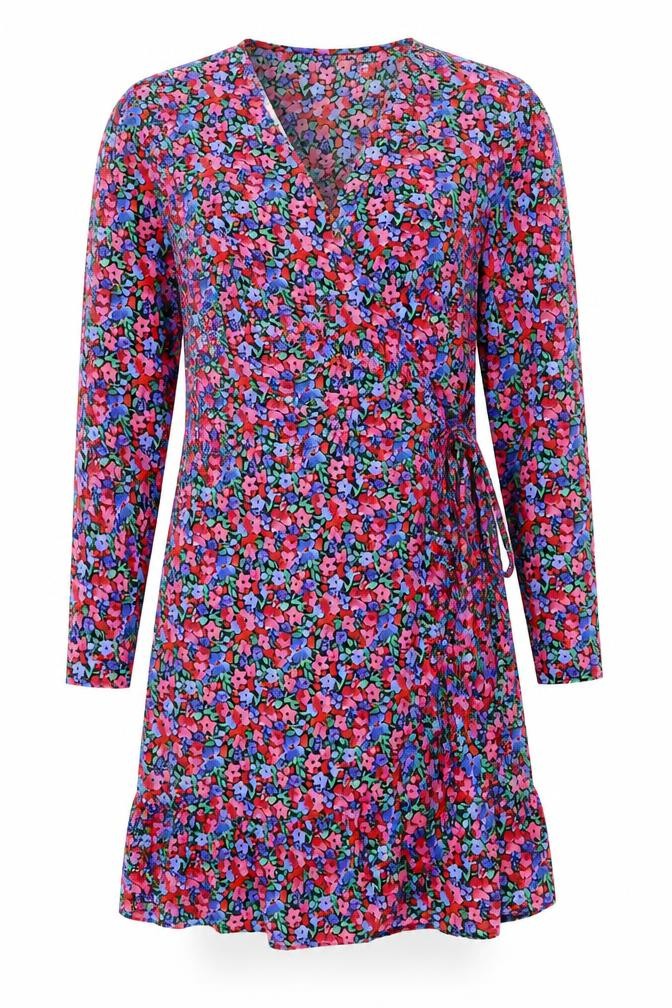 ASOS Women Red Floral Long Sleeve Wrap Mini Dress Size 14