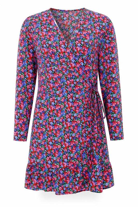 ASOS Women Red Floral Long Sleeve Wrap Mini Dress Size 14
