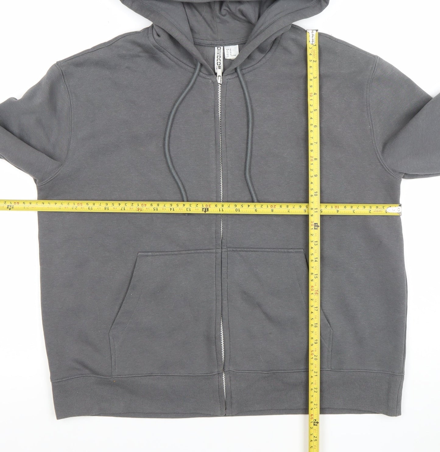 DIVIDED Mens Grey Full Zip Hoodie Size M Regular Fit Fleece