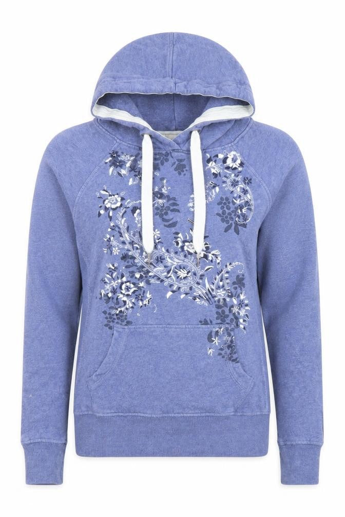 H&M L.O.G.G. Women’s Blue Floral Pullover Hoodie Size Small