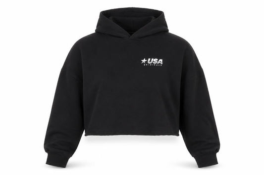 H&M Women’s Black Cropped Pullover Hoodie USA Originals M