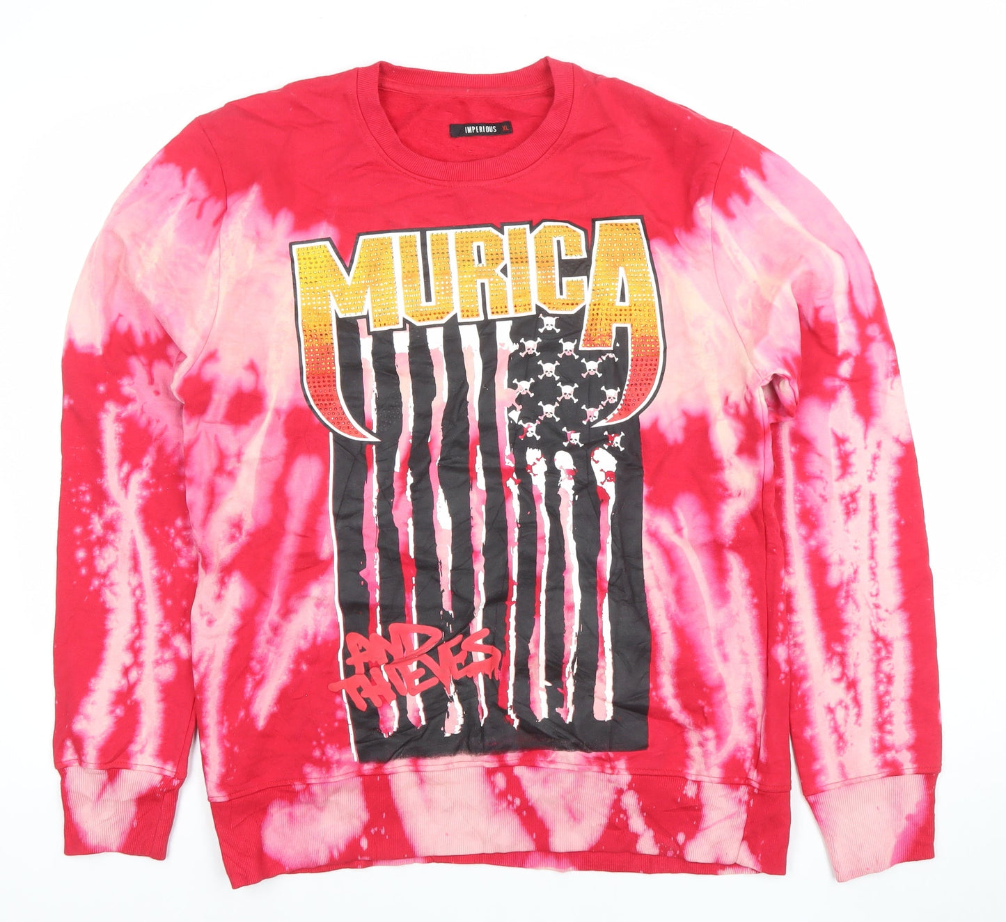 Imperious Women’s Red Tie-Dye Graphic Pullover Sweatshirt XL