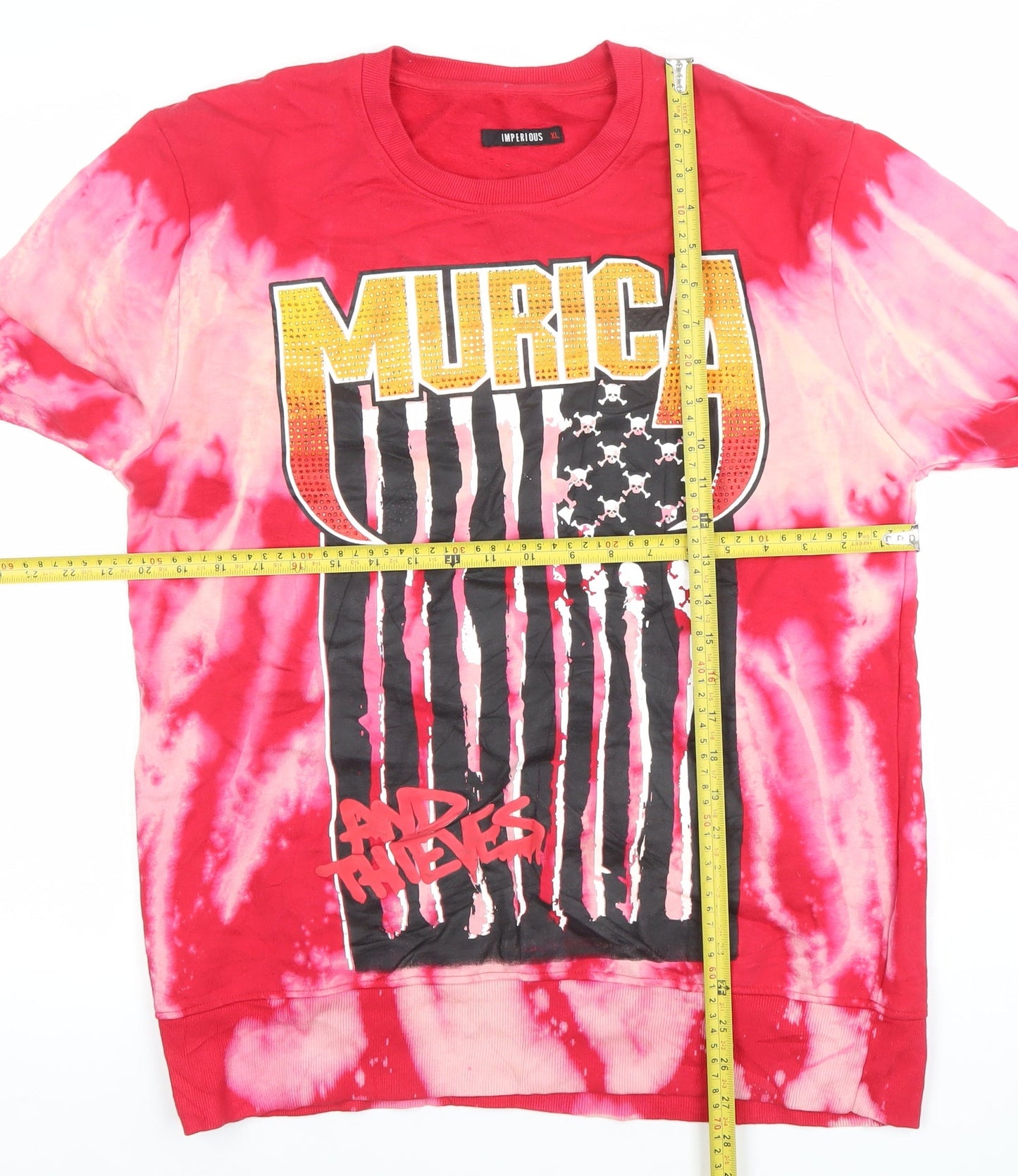 Imperious Women’s Red Tie-Dye Graphic Pullover Sweatshirt XL