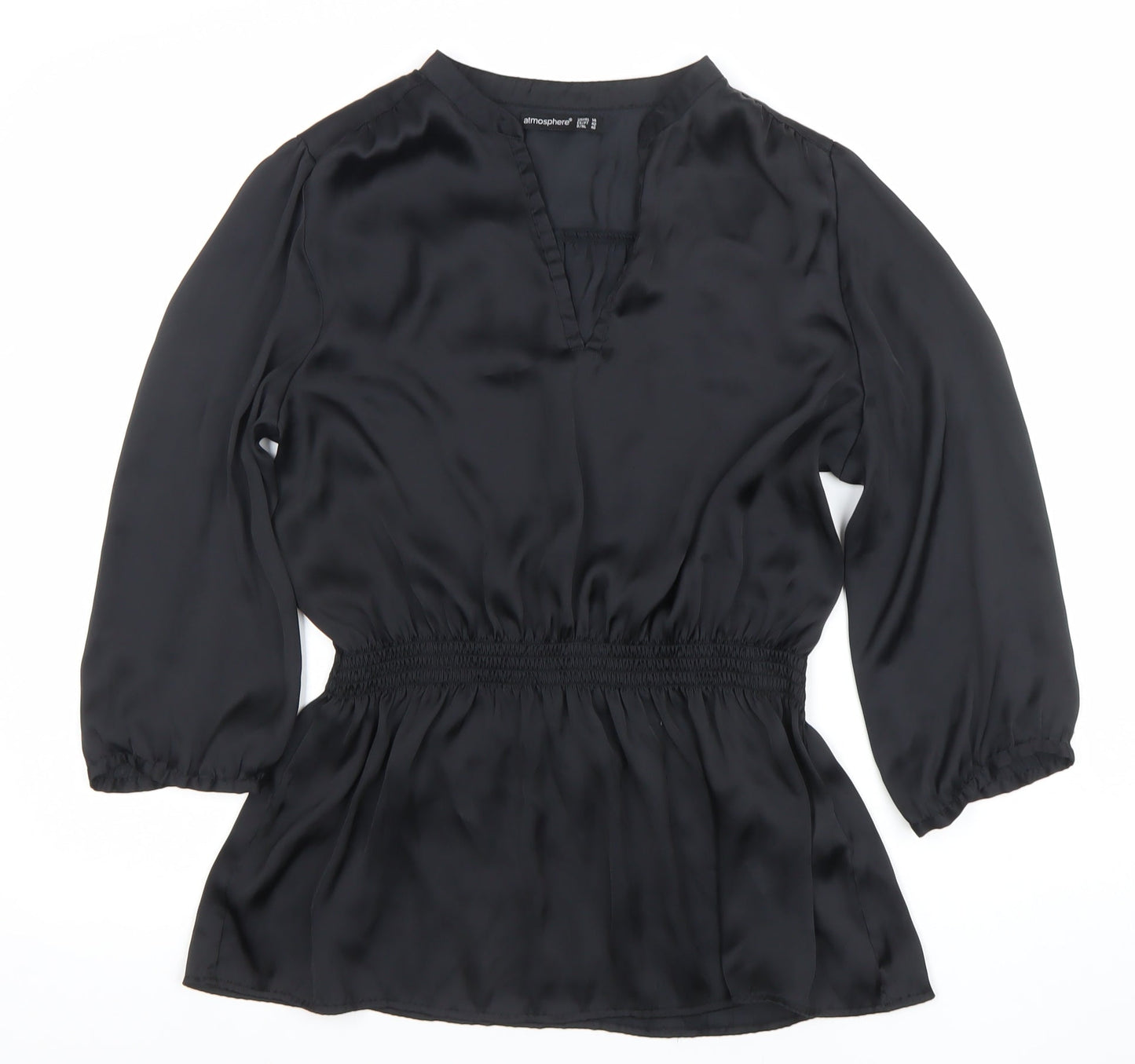 Atmosphere Womens Black V-Neck Tunic Blouse Size 14