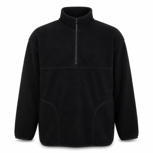George Men Black Fleece 1/4 Zip Jacket Medium Regular Fit