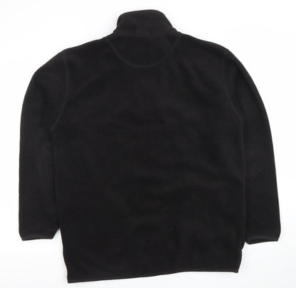 George Men Black Fleece 1/4 Zip Jacket Medium Regular Fit