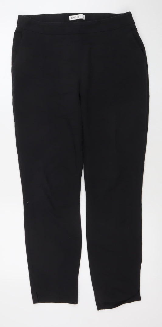 Gallery Women's Black UK 10 Tapered Cotton Blend Trousers