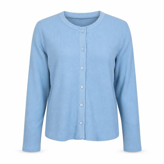 ASOS Design Women Blue Ribbed Button Cardigan Size L Long Sleeve Cotton Blend