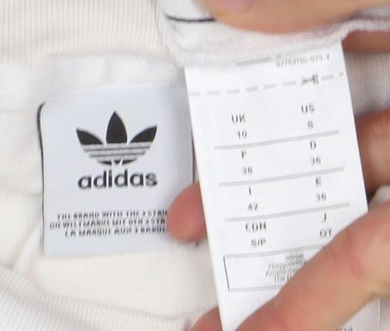 adidas Womens White Floral Print Short Sleeve Cotton T-Shirt Size S