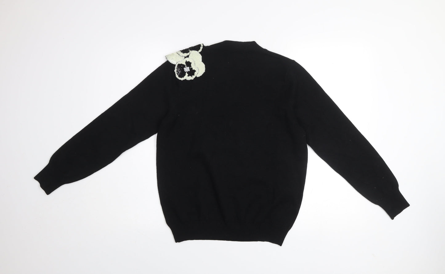 Savida Womens Black Sequin Shoulder Pullover Jumper Size L