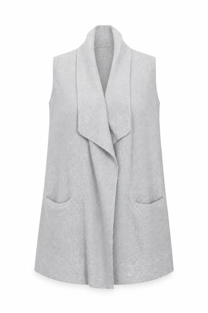 ESMARA Women’s Grey Sleeveless Knit Cardigan XS Lightweight Open Front