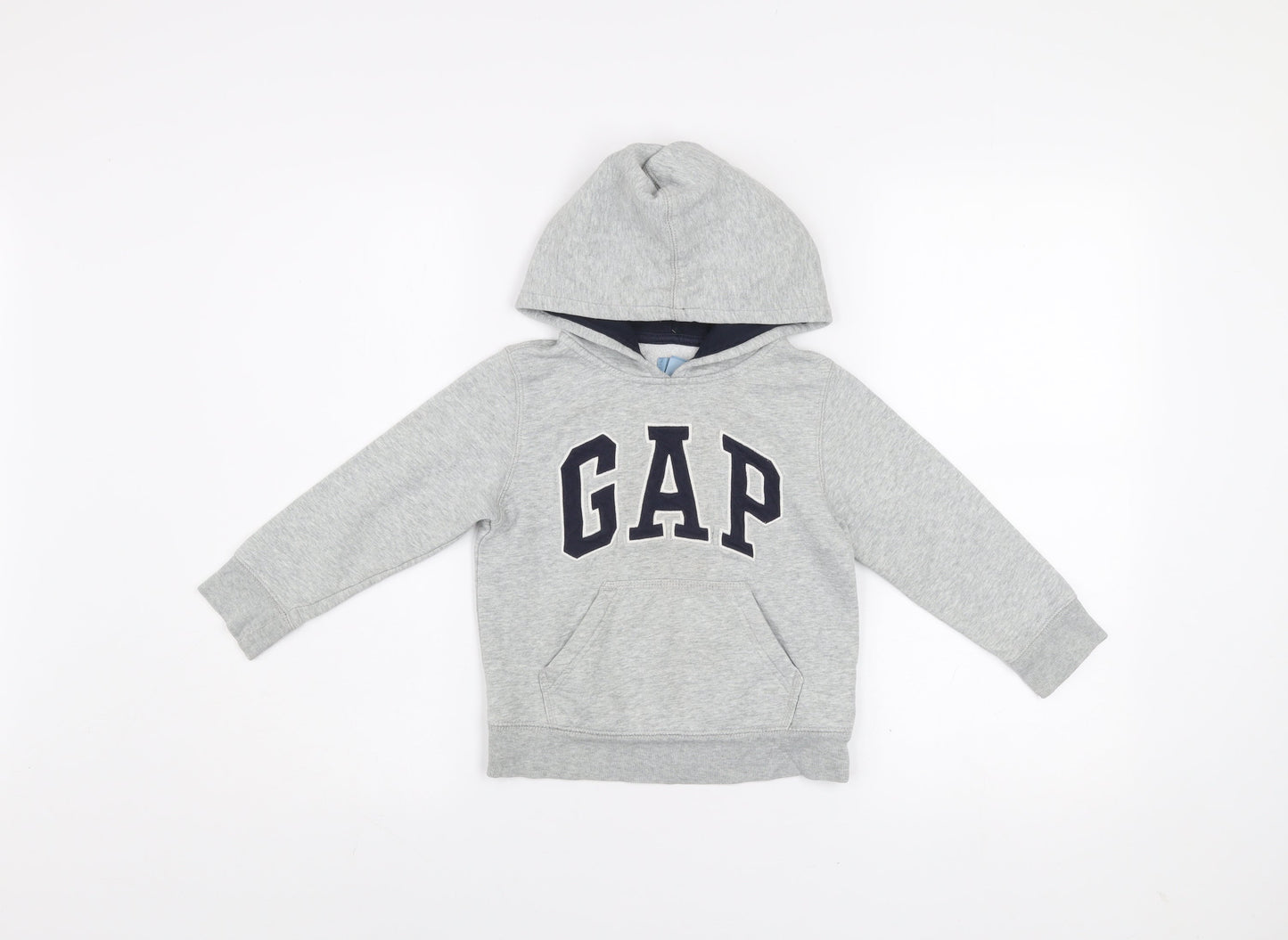 GAP Boys Grey Pullover Hoodie 4 Years Cotton Blend Logo Sweatshirt