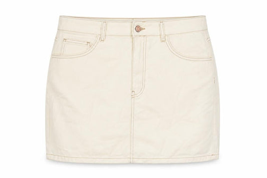 ASOS Women Beige Cotton Short Denim Skirt Size 16 Casual