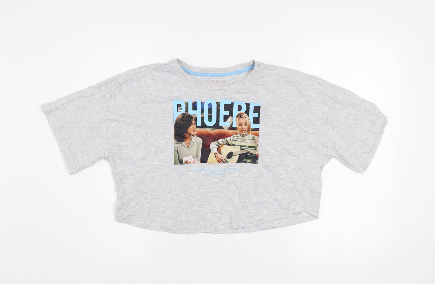 Friends Women's Grey Cropped T-Shirt XS Relaxed Fit Phoebe Design