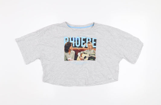 Friends Women's Grey Cropped T-Shirt XS Relaxed Fit Phoebe Design