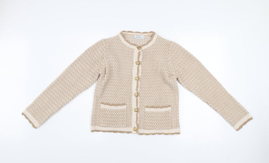 Gallery Women Beige Knit Button Jacket XS Acrylic Classic Style