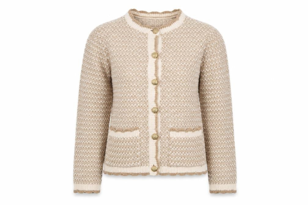 Gallery Women Beige Knit Button Jacket XS Acrylic Classic Style